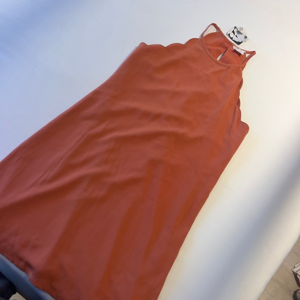 Free People Scalloped Halter Shift Dress Terracotta Orange S